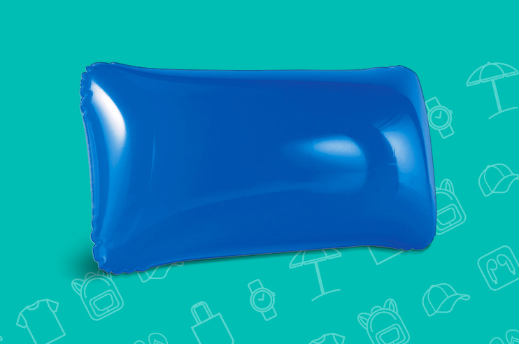 Almofada de praia insuflável em PVC opaco azul